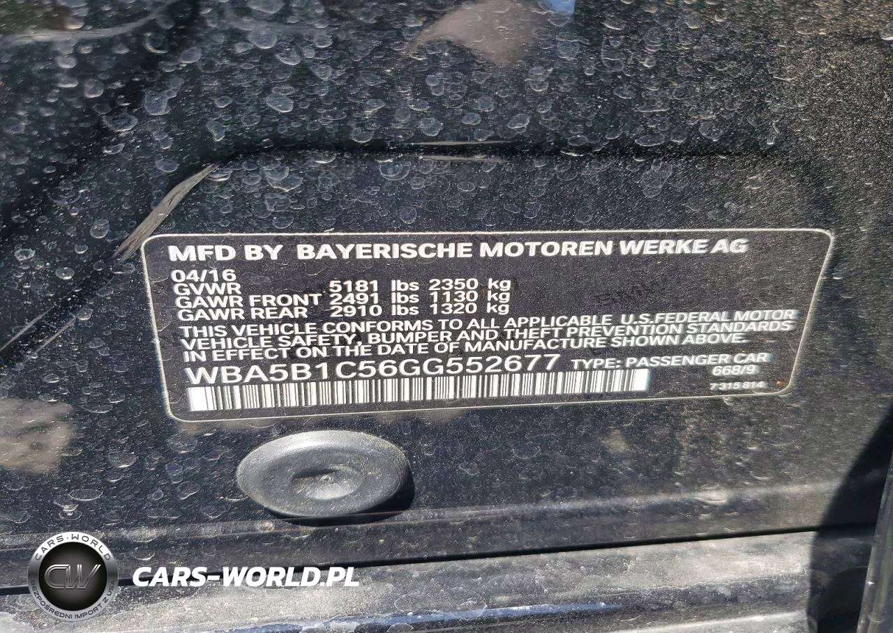 2016 BMW 535 I VIN:WBA5B1C56GG552677 - 12