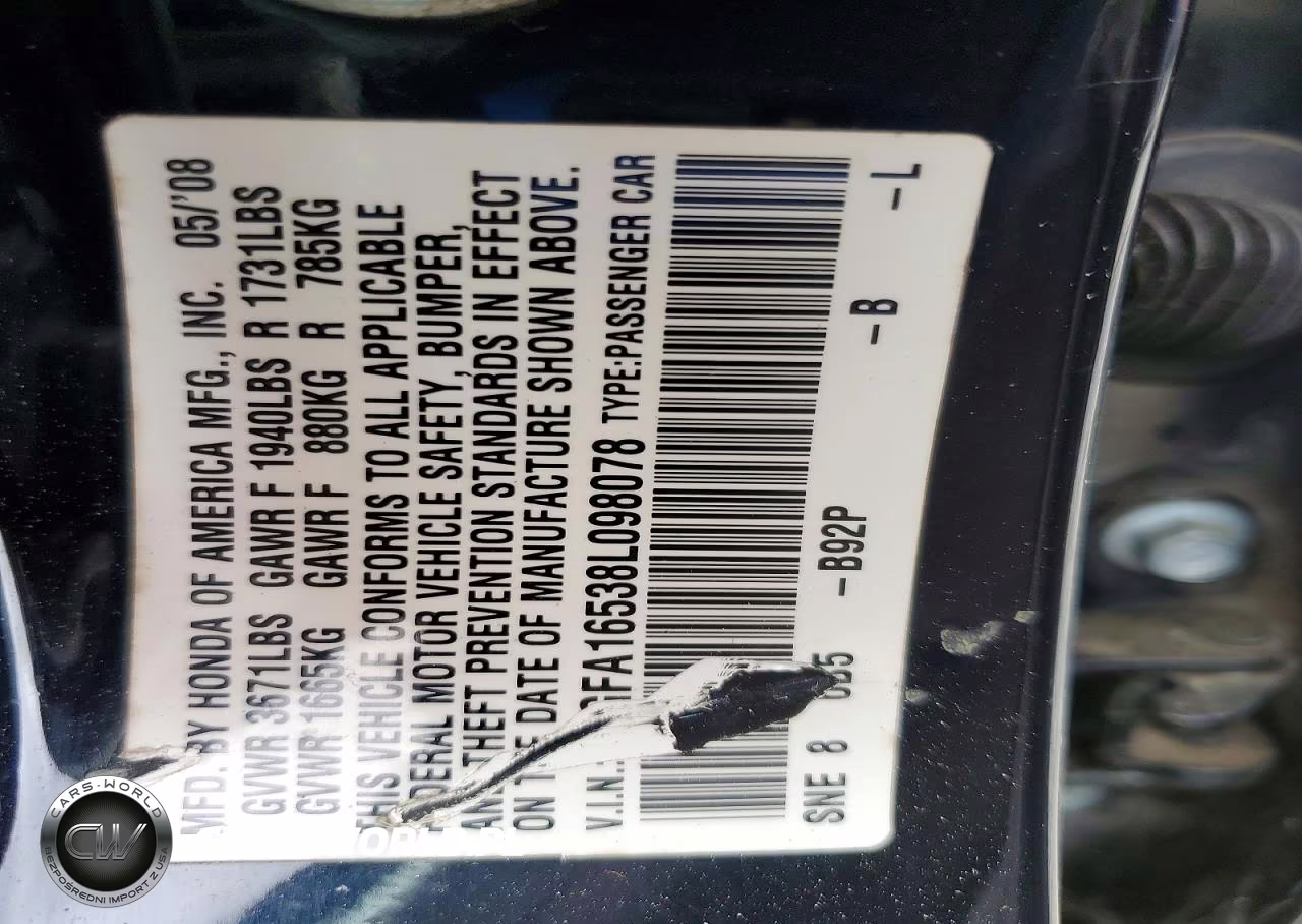 2008 Honda Civic Lx VIN:1HGFA16538L098078 - 12