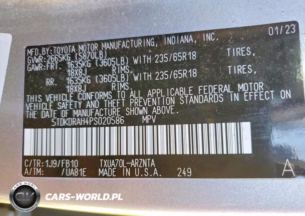 2023 Toyota Highlander L VIN:5TDKDRAH4PS020586 - 13