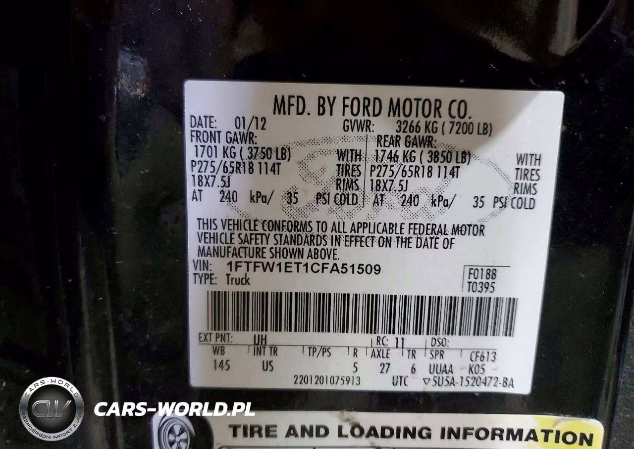 2012 Ford F150 Supercrew VIN:1FTFW1ET1CFA51509 - 13
