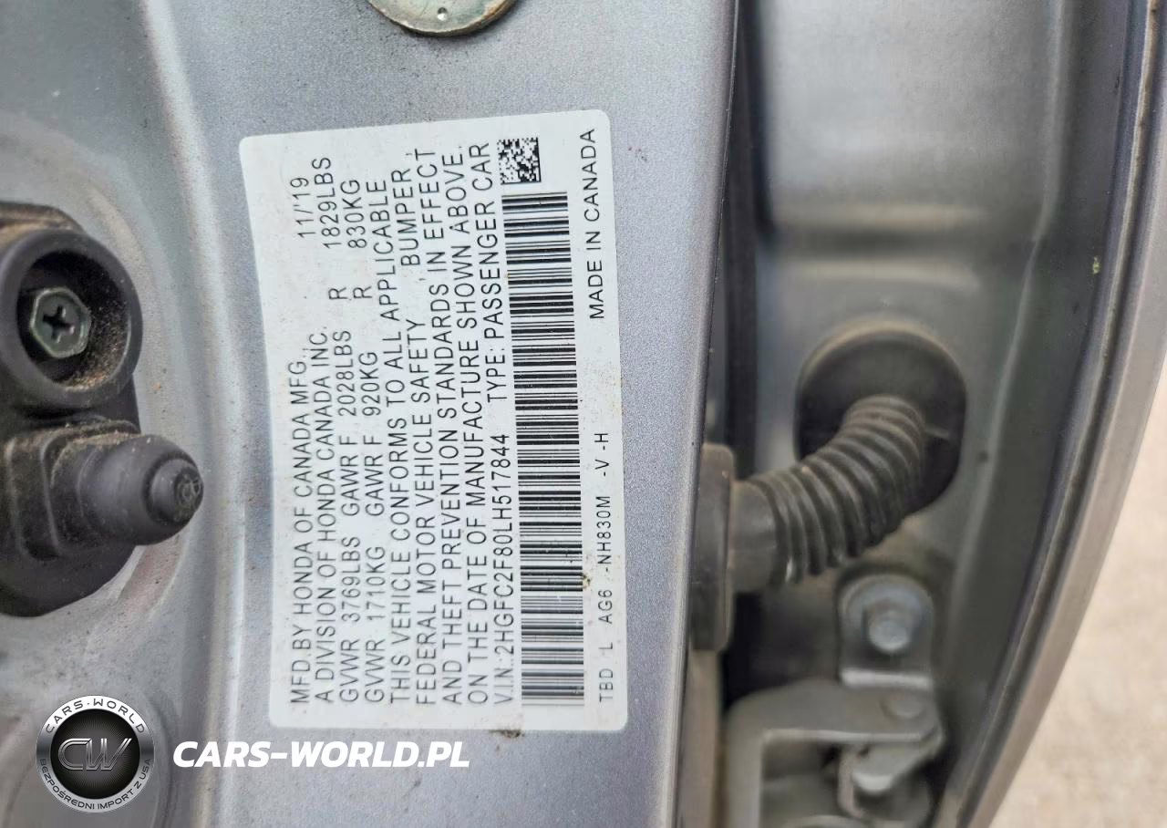 2020 Honda Civic Sport VIN:2HGFC2F80LH517844 - 12