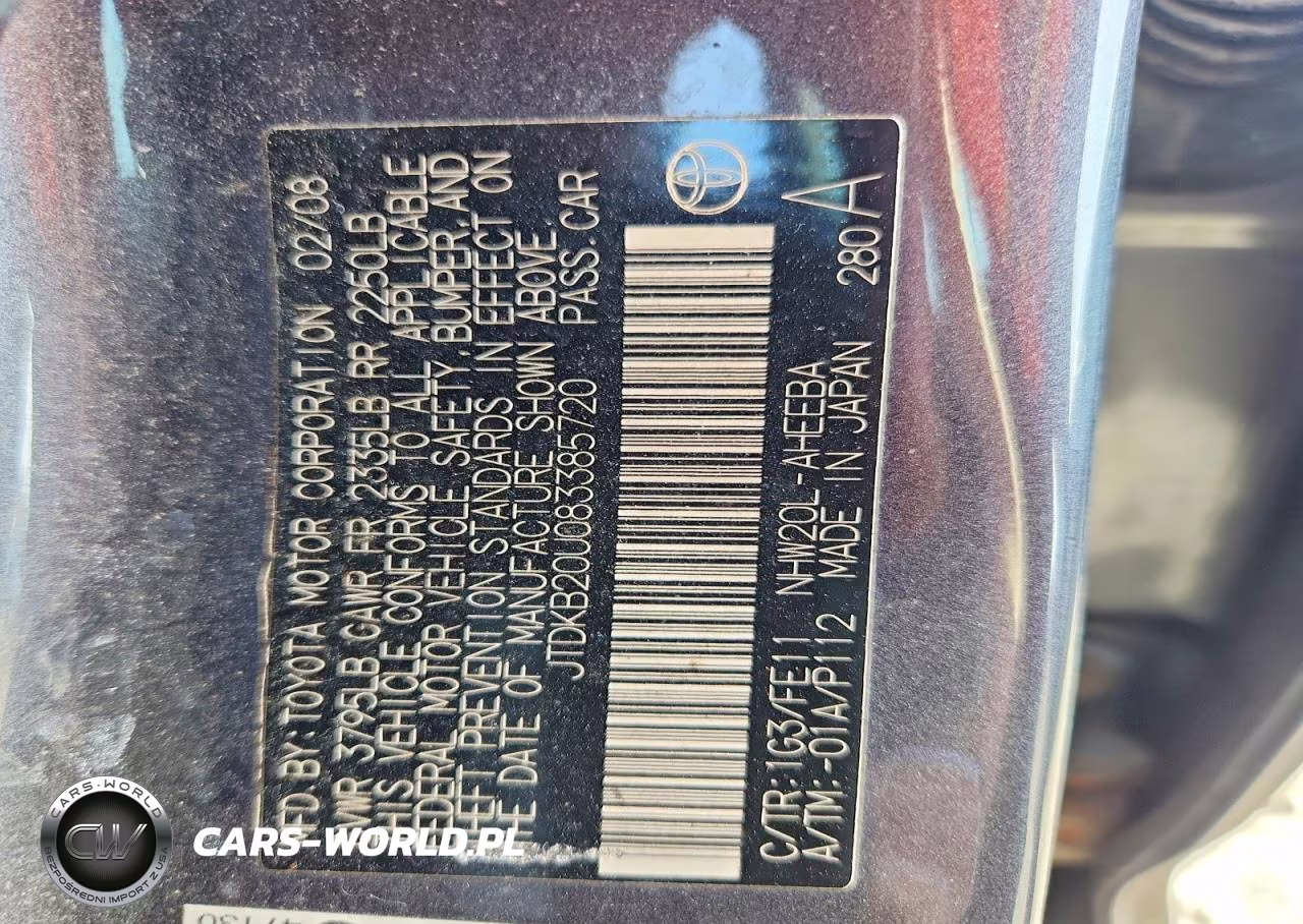 2008 Toyota Prius Base VIN:JTDKB20U083385720 - 12