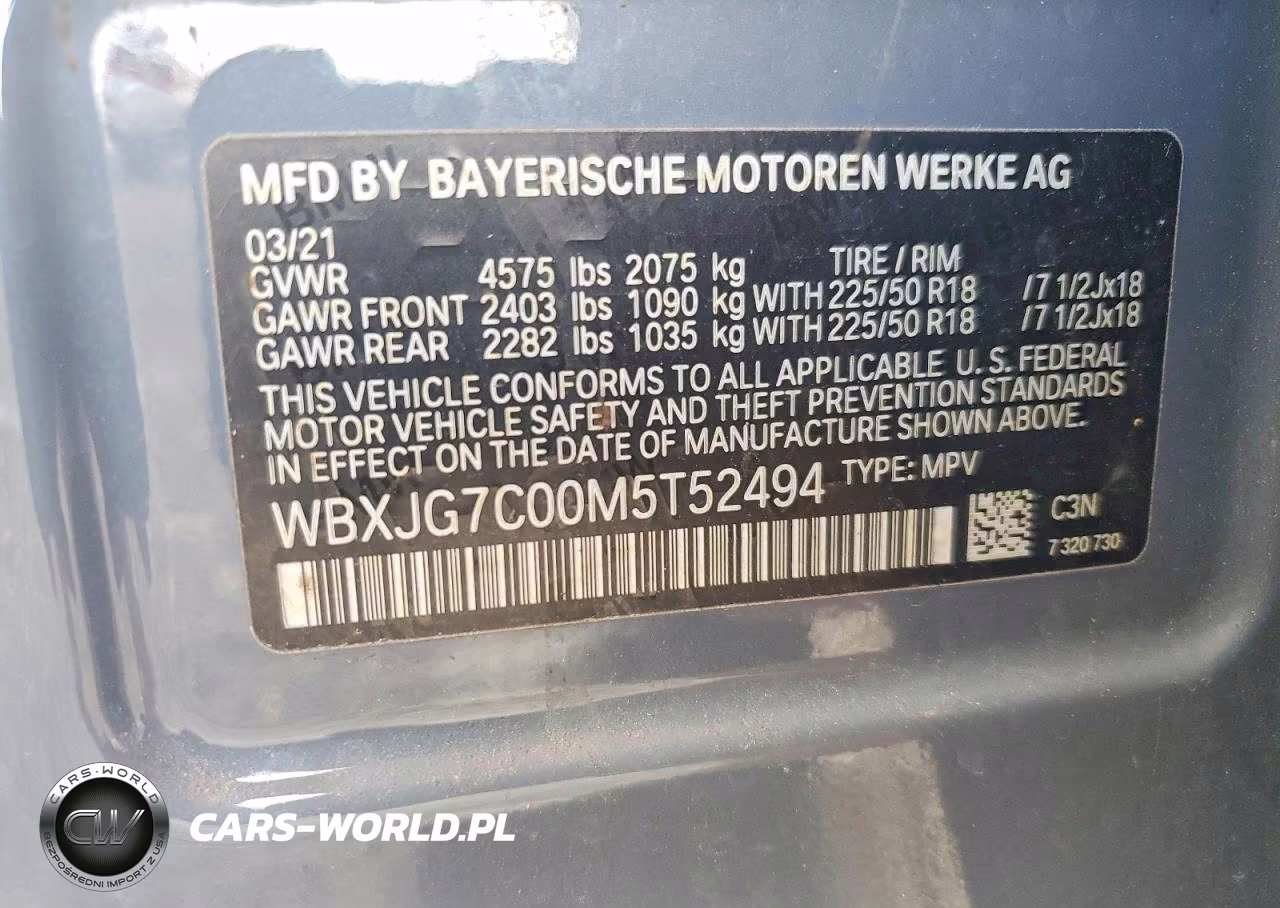 2021 BMW X1 Sdrive28I VIN:WBXJG7C00M5T52494 - 13
