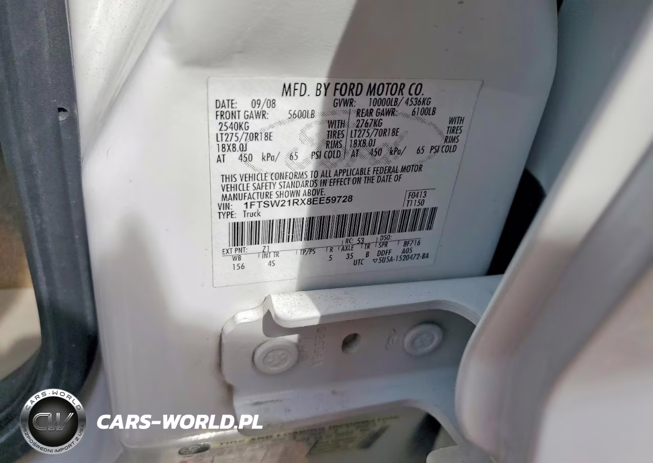 2008 Ford F250 Super Duty VIN:1FTSW21RX8EE59728 - 12