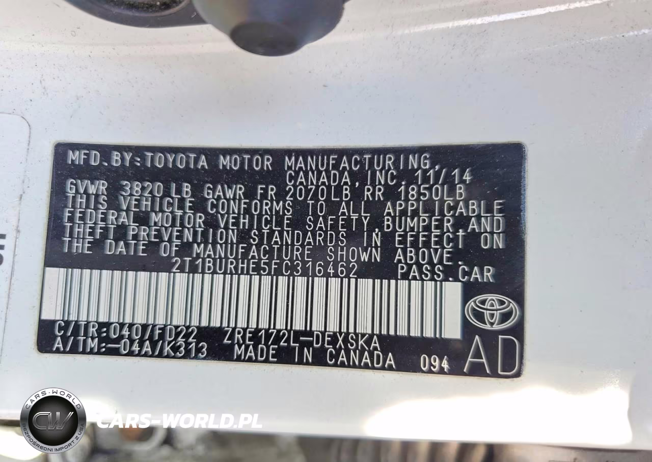 2015 Toyota Corolla S Plus VIN:2T1BURHE5FC316462 - 13