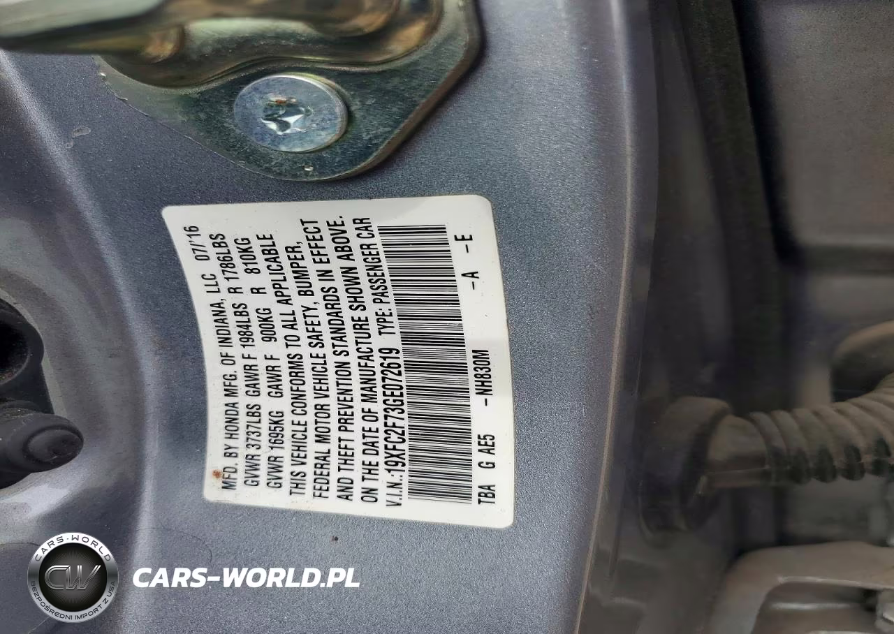 2016 Honda Civic Ex VIN:19XFC2F73GE072619 - 12