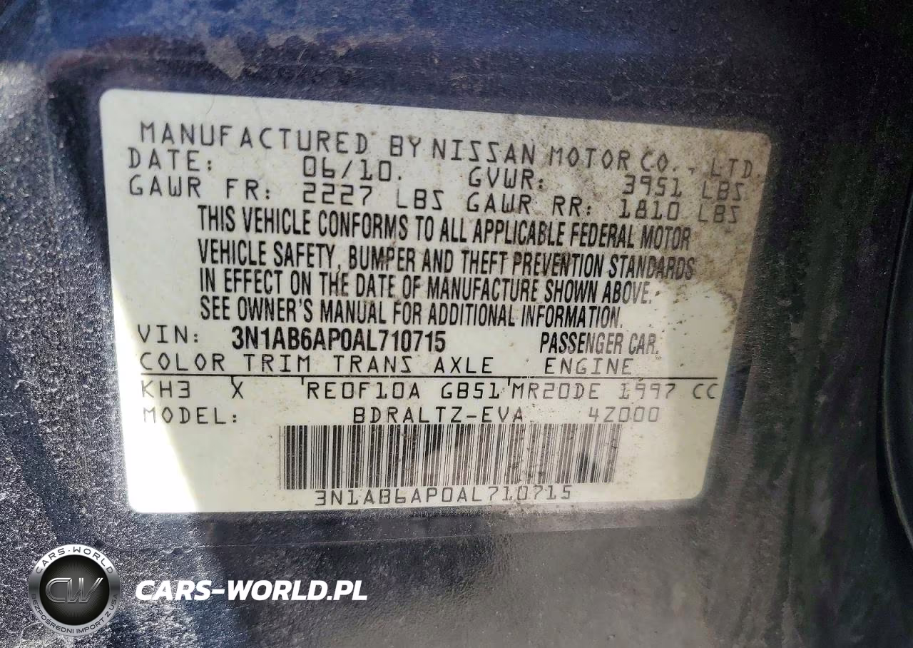 2010 Nissan Sentra 2.0 VIN:3N1AB6AP0AL710715 - 12