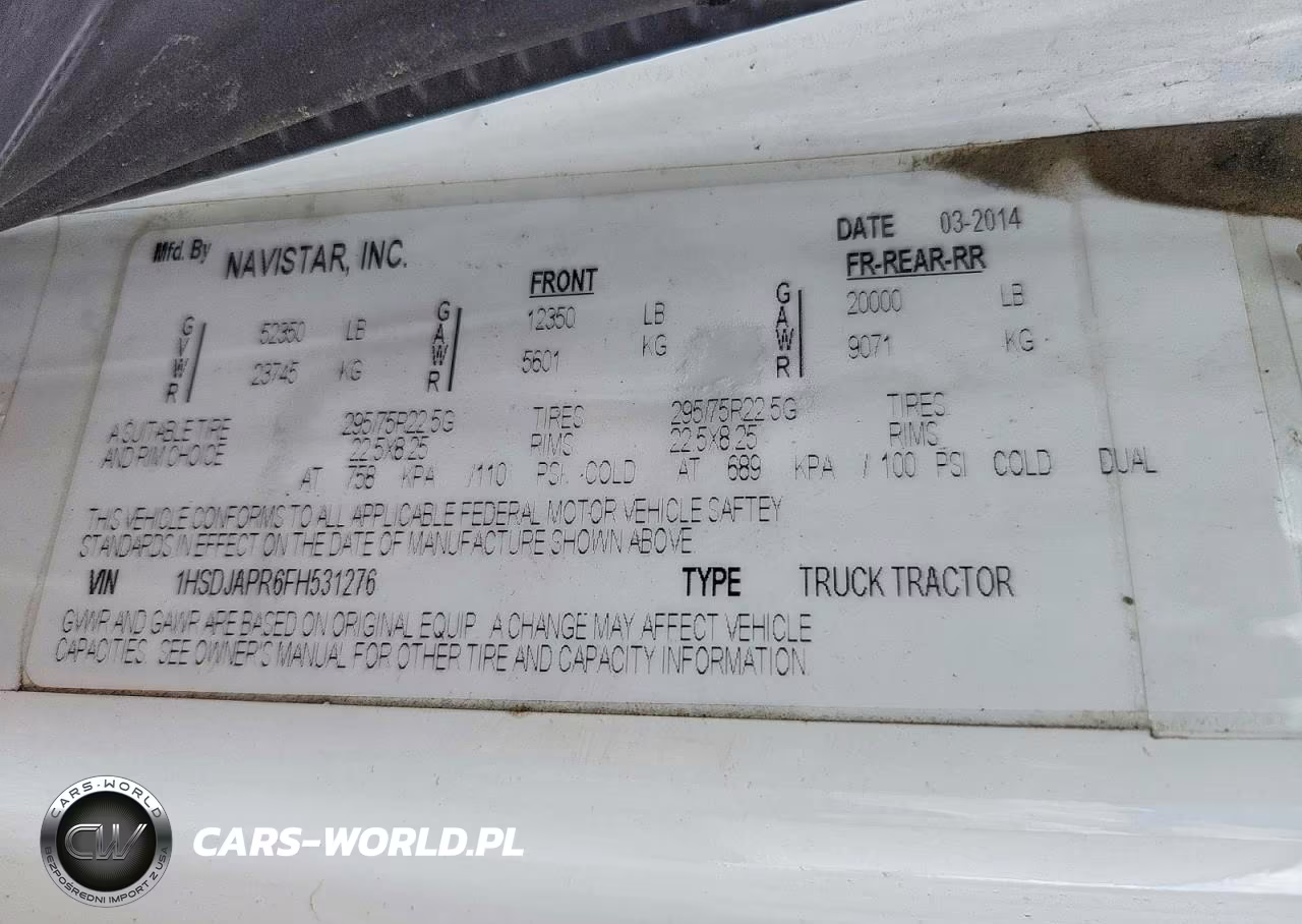 2015 International Lf687 Semi Truck VIN:1HSDJAPR6FH531276 - 10