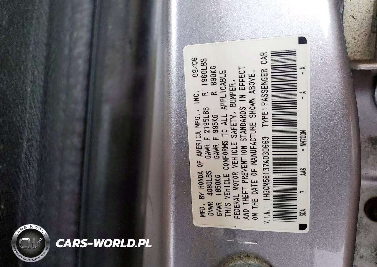 2007 Honda Accord Value VIN:1HGCM56137A030663 - 13