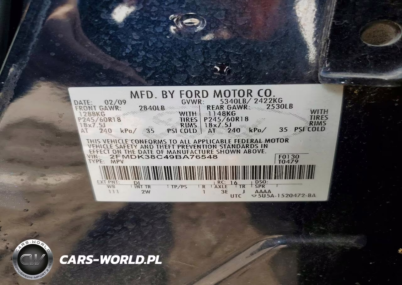 2009 Ford Edge Sel VIN:2FMDK38C49BA76548 - 14