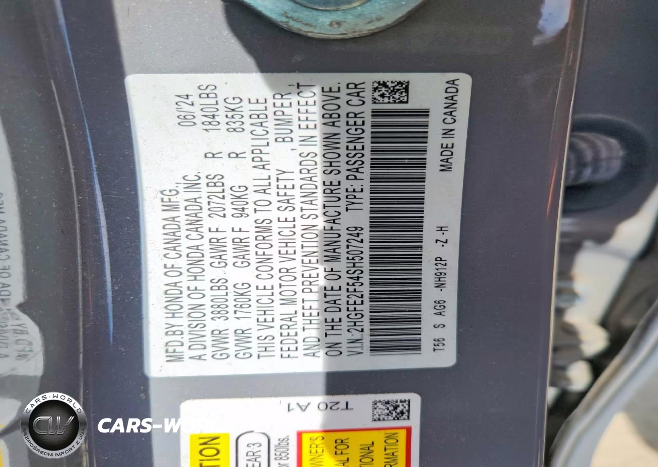 2025 Honda Civic Sport VIN:2HGFE2F54SH507249 - 13