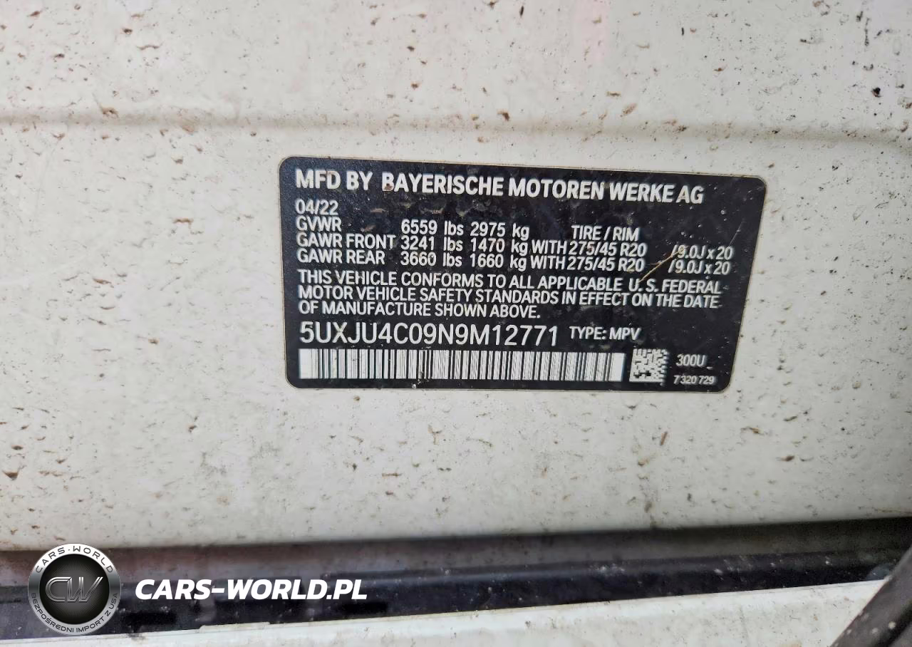 2022 BMW X5 M50I VIN:5UXJU4C09N9M12771 - 13