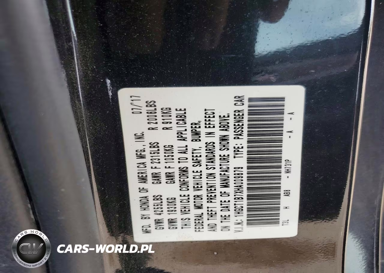2017 Honda Accord Ex VIN:1HGCT1B7XHA009879 - 12