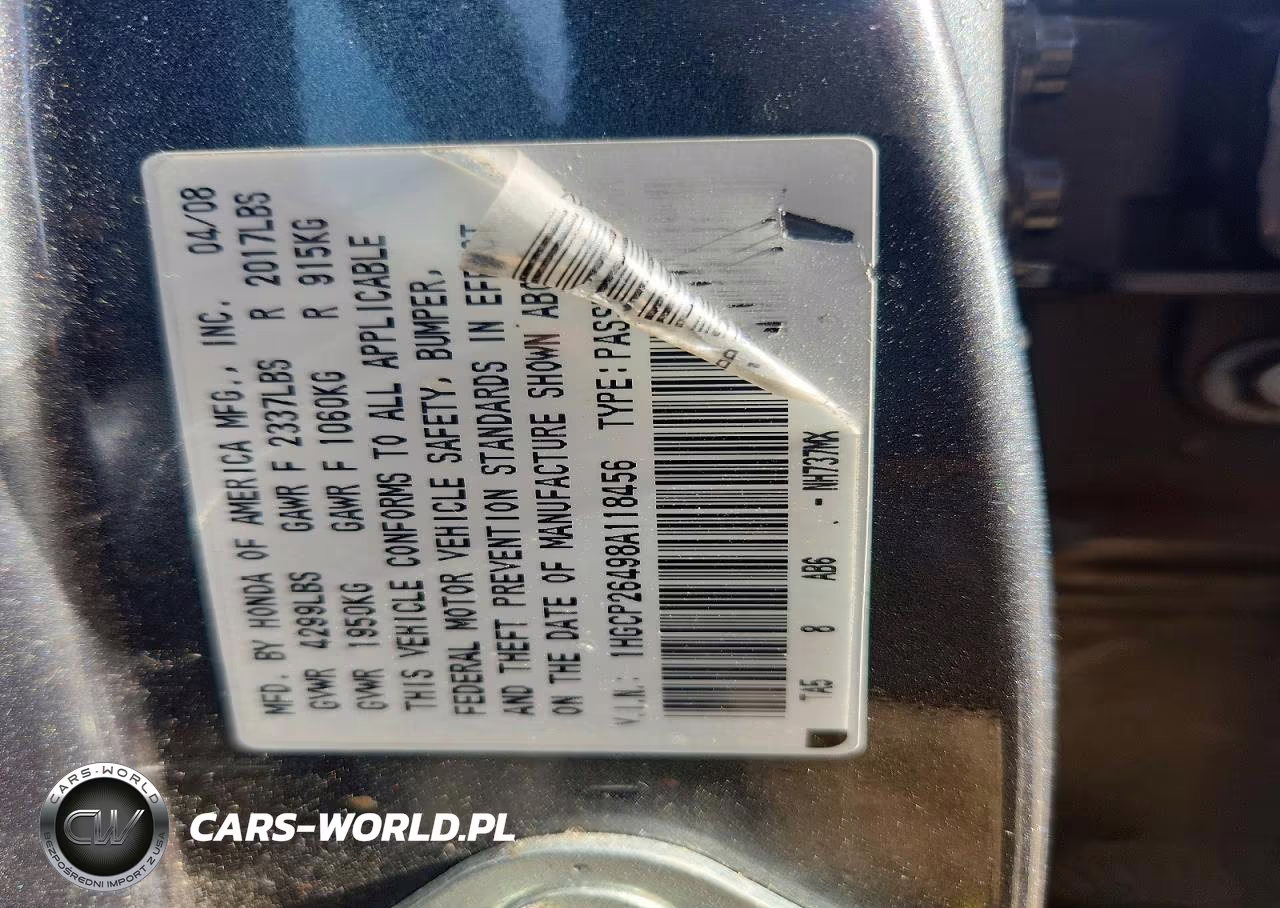 2008 Honda Accord Lxp VIN:1HGCP26498A118456 - 13