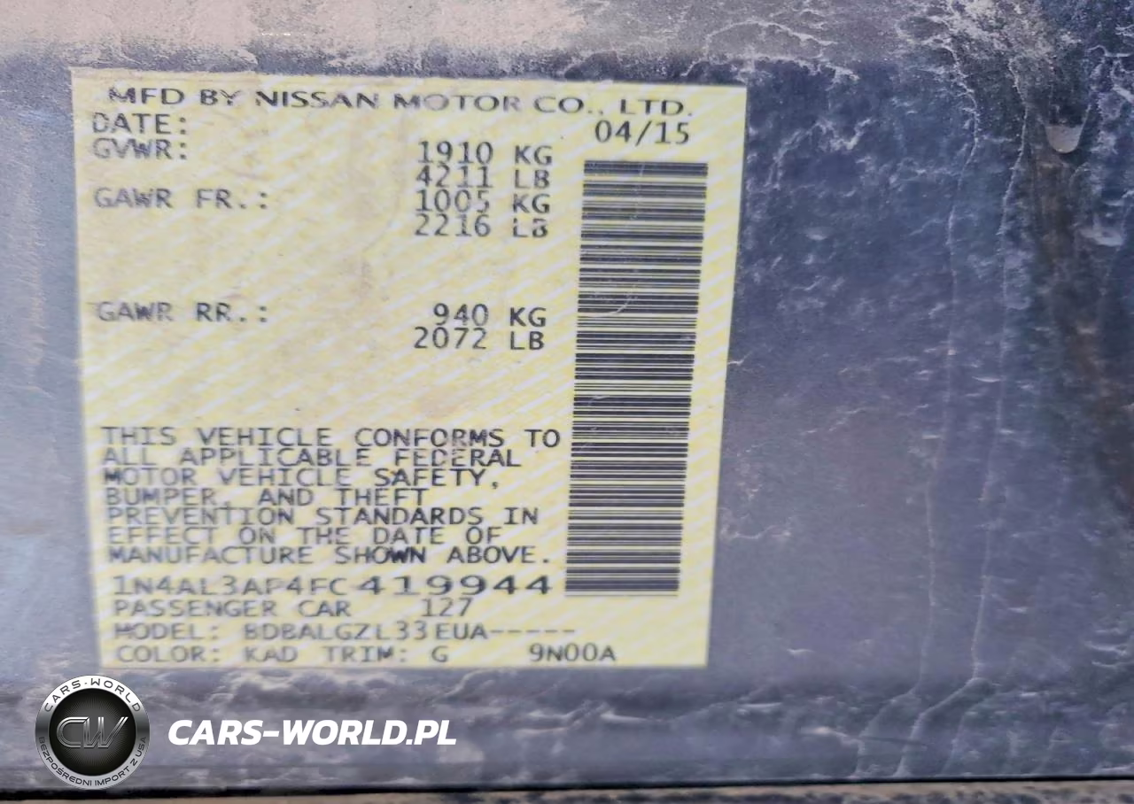 2015 Nissan Altima 2.5 S VIN:1N4AL3AP4FC419944 - 12