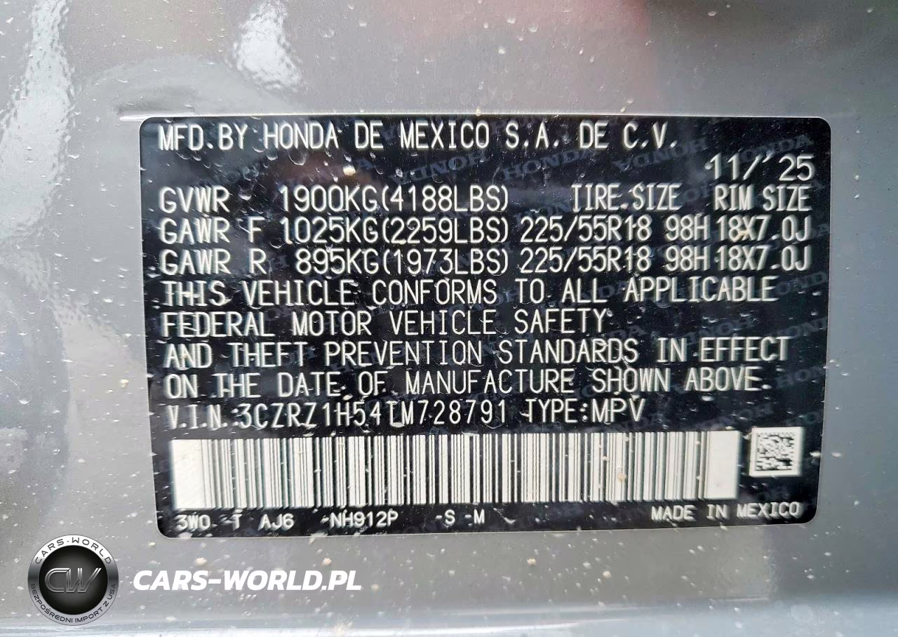 2026 Honda Hr-V VIN:3CZRZ1H54TM728791 - 14
