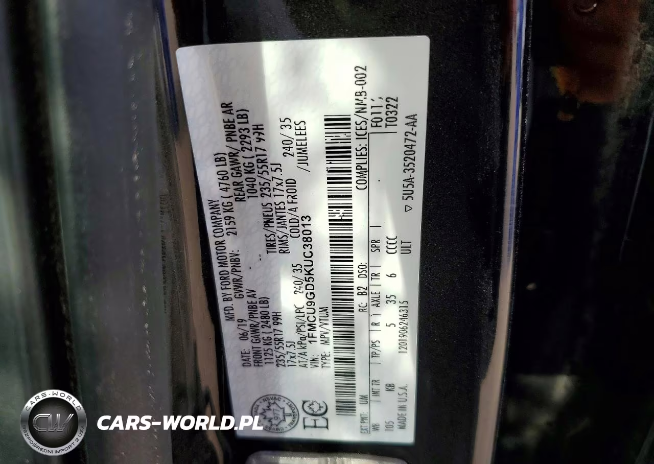 2019 Ford Escape Se VIN:1FMCU9GD5KUC38013 - 13