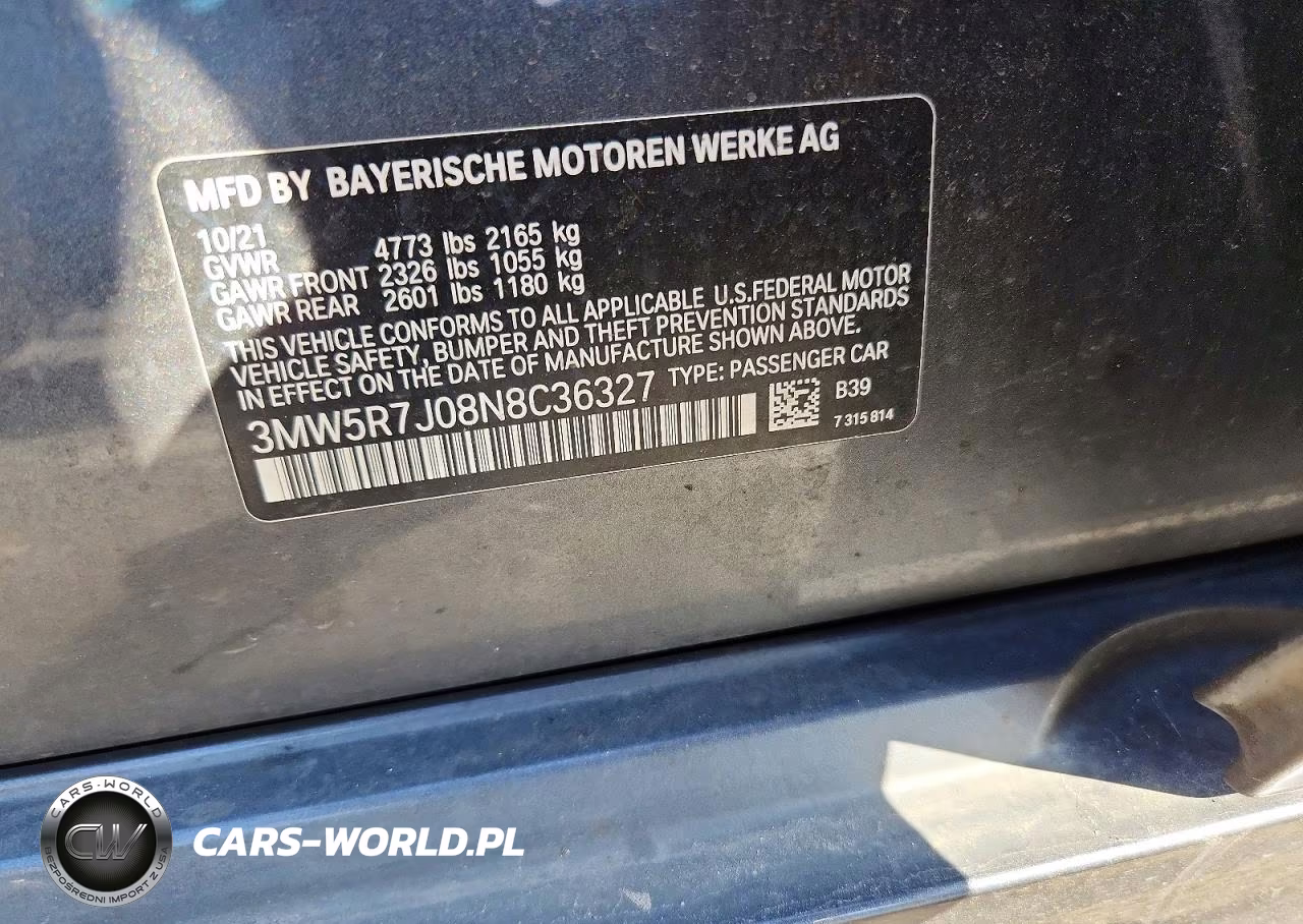 2022 BMW 330Xi VIN:3MW5R7J08N8C36327 - 12