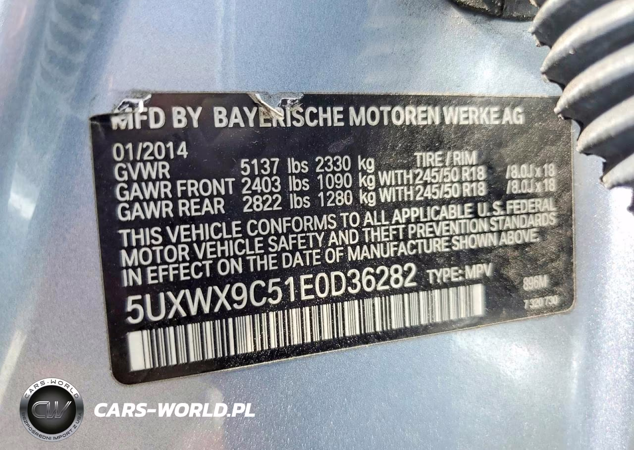 2014 BMW X3 xDrive28I VIN:5UXWX9C51E0D36282 - 12