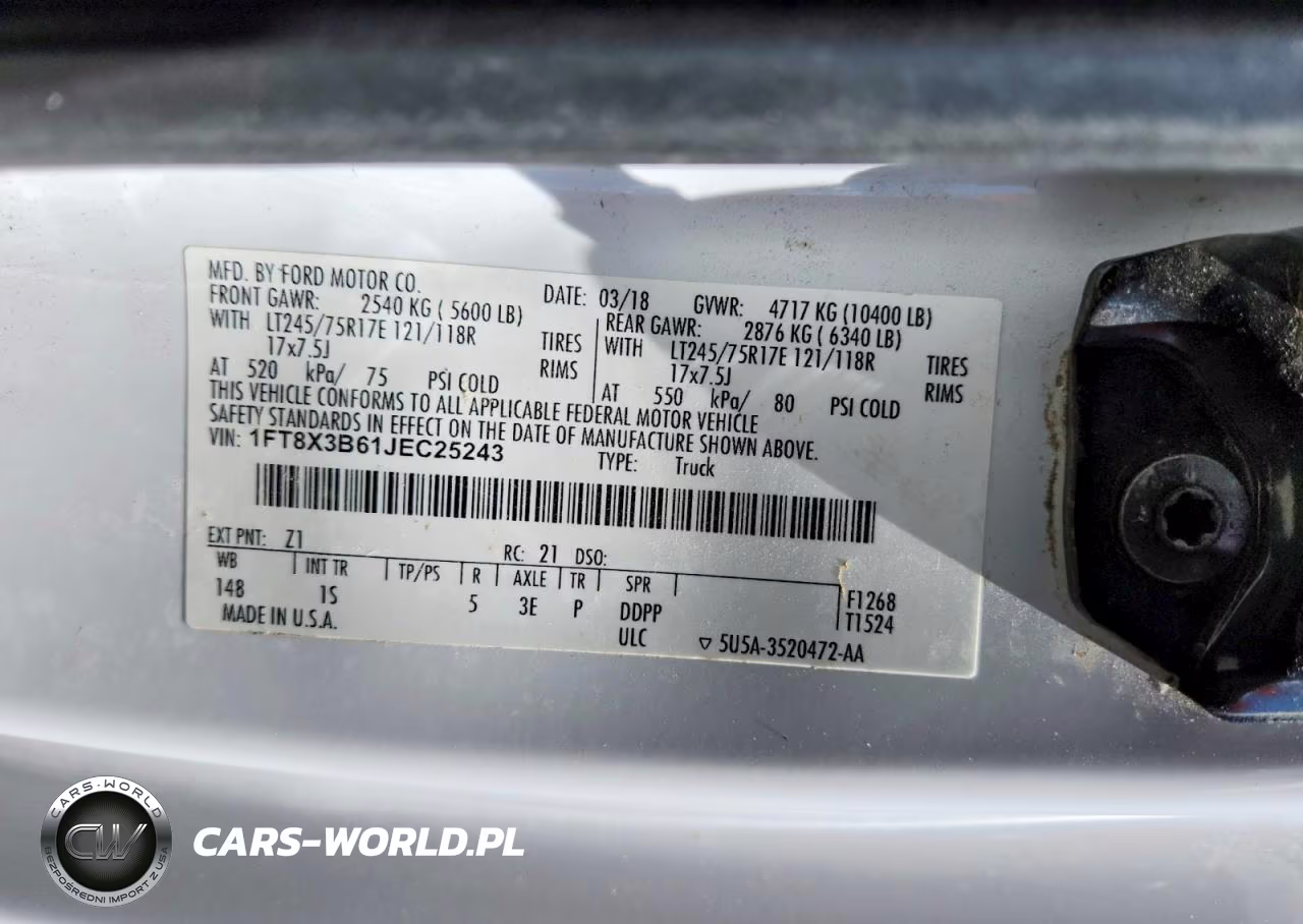 2018 Ford F350 Super Duty VIN:1FT8X3B61JEC25243 - 12