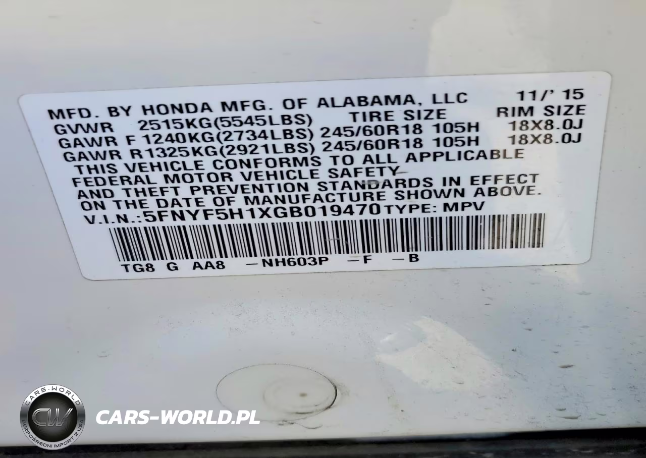 2016 Honda Pilot Lx VIN:5FNYF5H1XGB019470 - 14