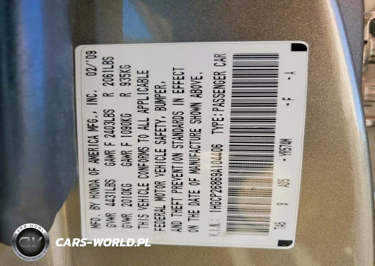 2009 Honda Accord Exl VIN:1HGCP26869A104406 - 12