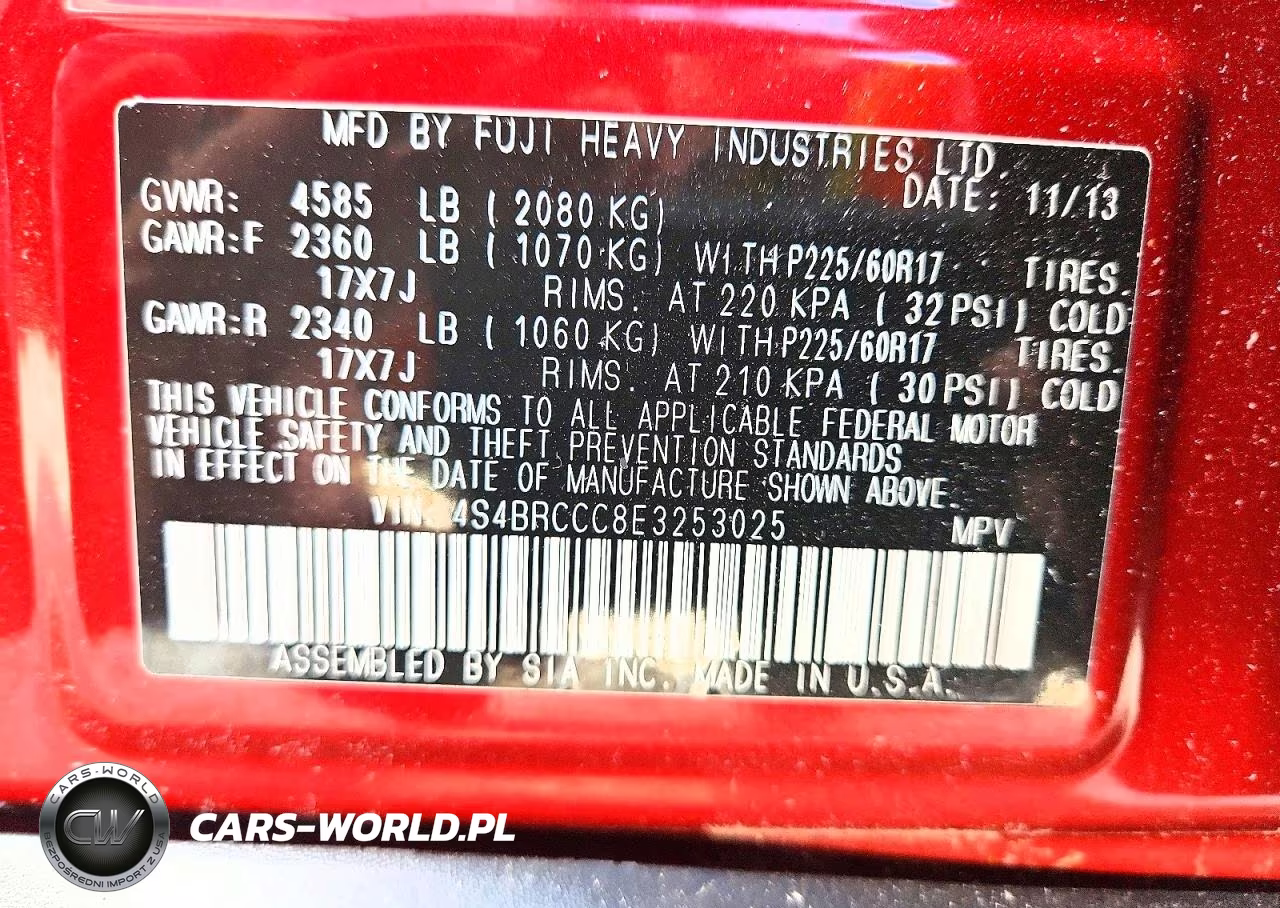 2014 Subaru Outback 2.5I Premium VIN:4S4BRCCC8E3253025 - 13