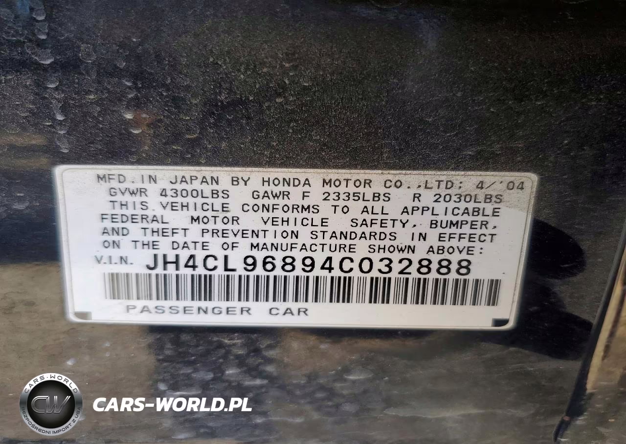 2004 Acura Tsx VIN:JH4CL96894C032888 - 12