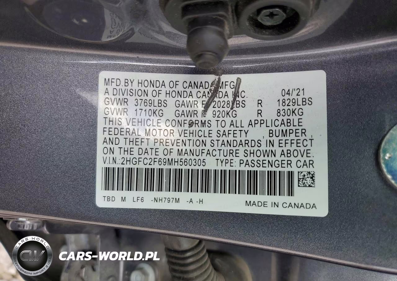 2021 Honda Civic Lx VIN:2HGFC2F69MH560305 - 12