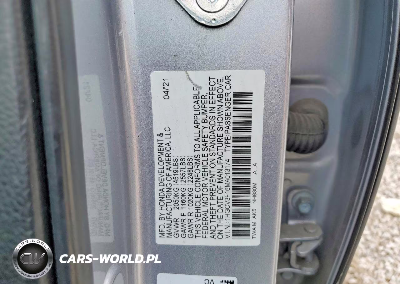2021 Honda Accord Hybrid VIN:1HGCV3F16MA013174 - 12