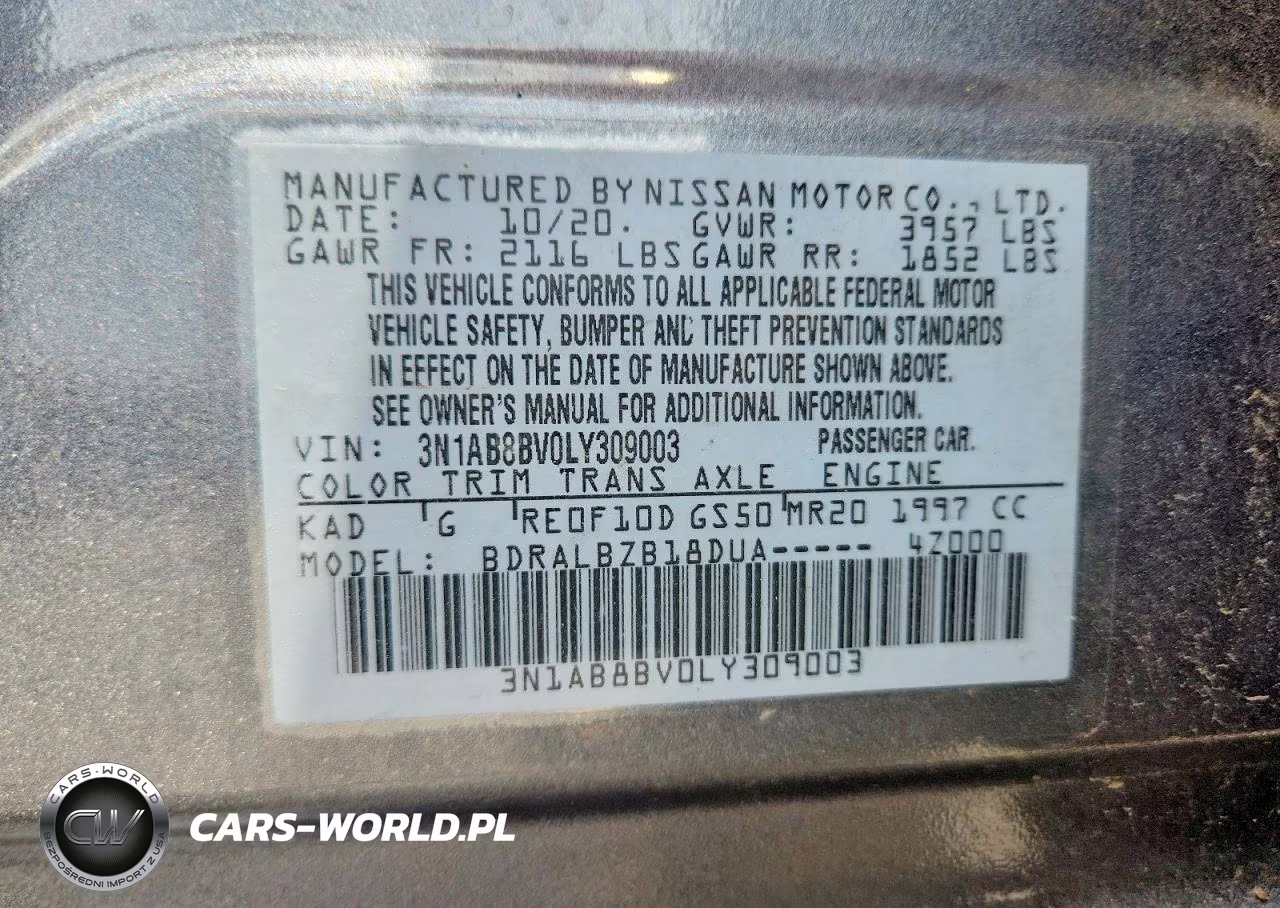 2020 Nissan Sentra S VIN:3N1AB8BV0LY309003 - 13