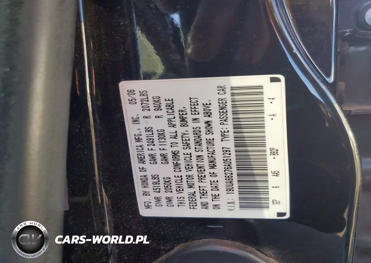 2006 Acura 3.2Tl VIN:19UUA66276A051297 - 12