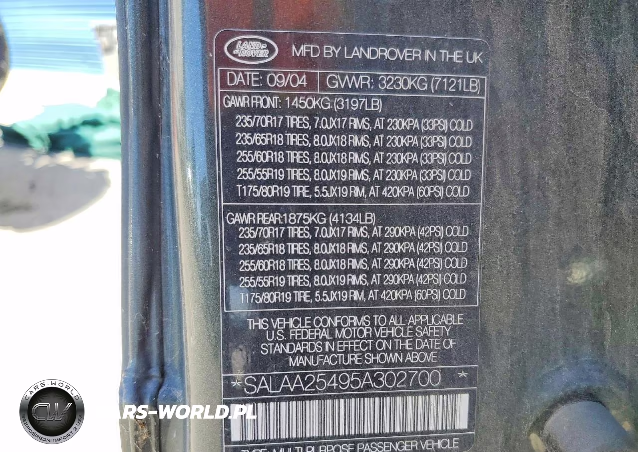 2005 Land Rover Lr3 VIN:SALAA25495A302700 - 13