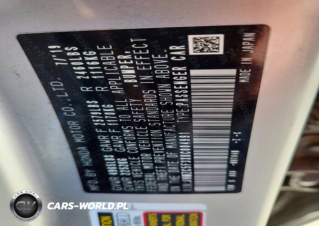 2019 Honda Clarity Touring VIN:JHMZC5F3XKC004991 - 13