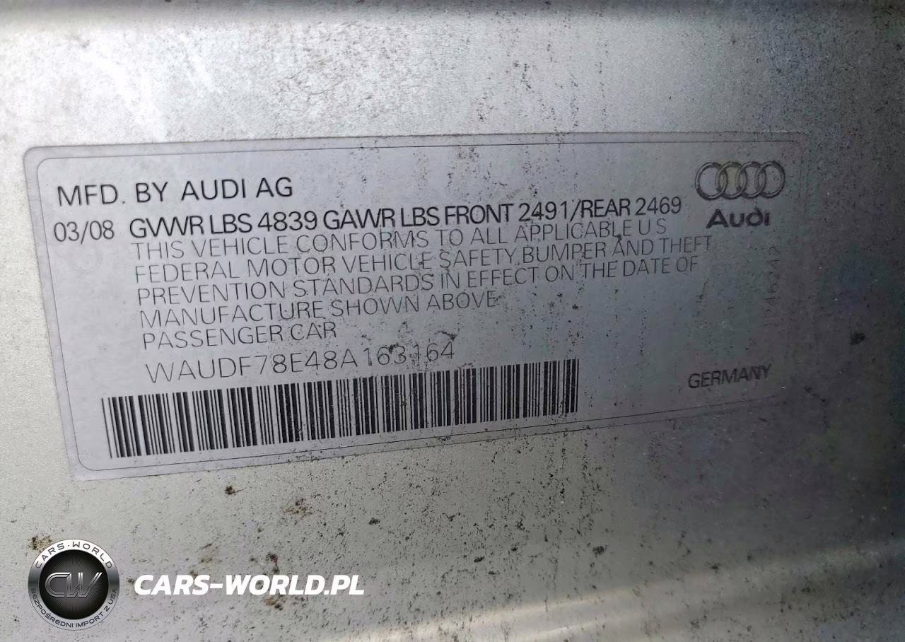 2008 Audi A4 2.0T Quattro VIN:WAUDF78E48A163164 - 12