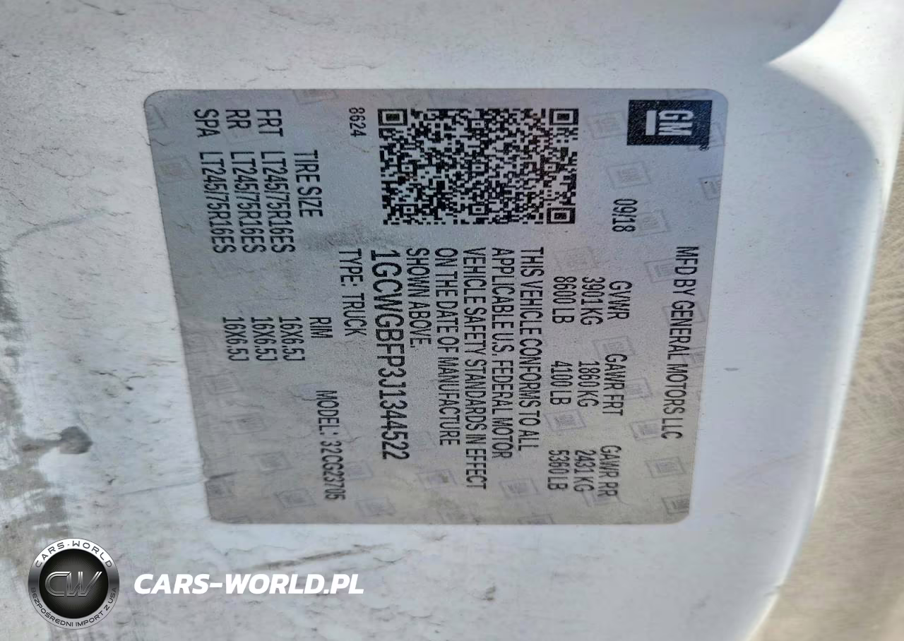 2018 Chev Express Cargo Ext VIN:1GCWGBFP3J1344522 - 13