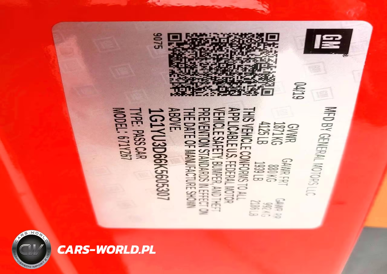 2019 Chevrolet Corvette Z06 3Lz VIN:1G1YU3D66K5605307 - 13