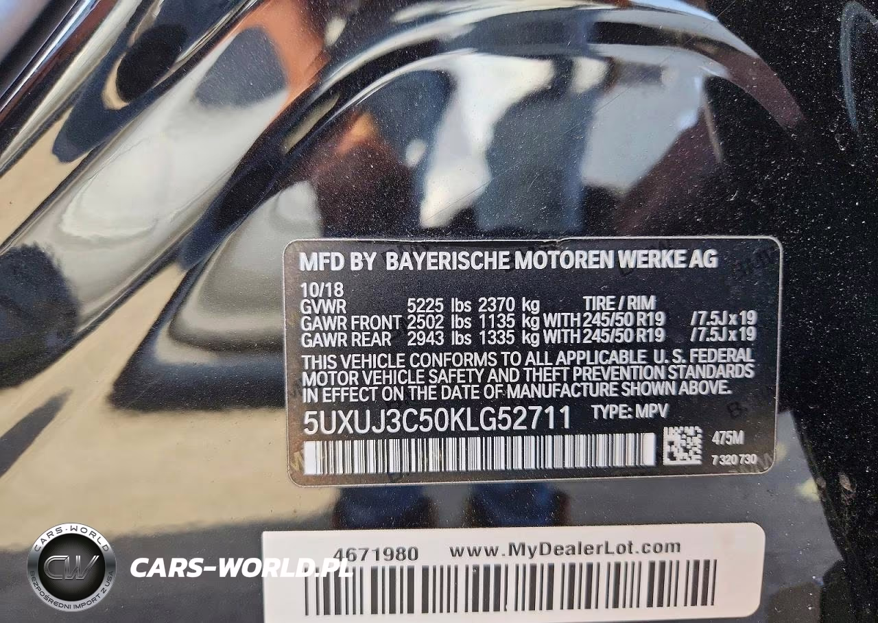 2019 BMW X4 xDrive30I VIN:5UXUJ3C50KLG52711 - 13