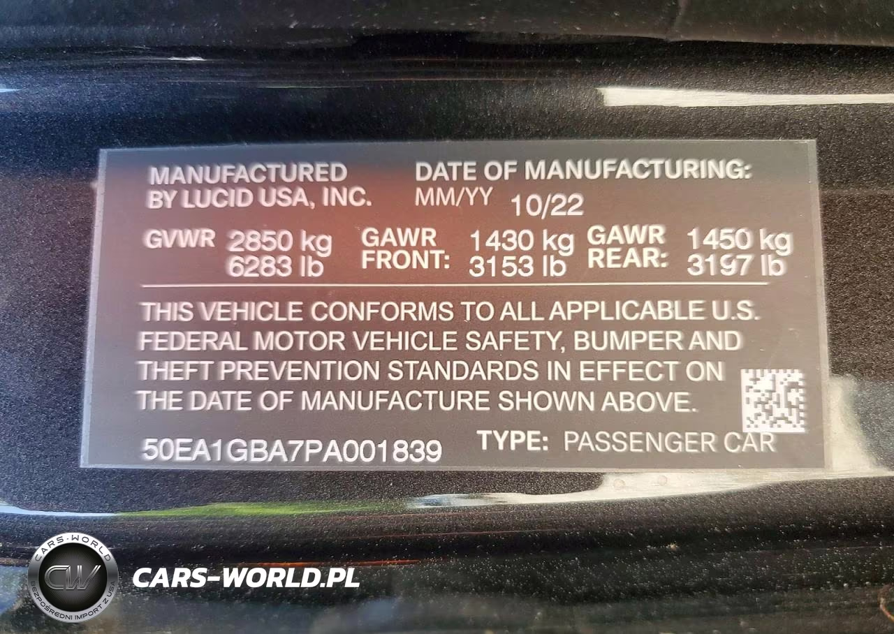 2023 Lucid Motors Air Grand Touring VIN:50EA1GBA7PA001839 - 12