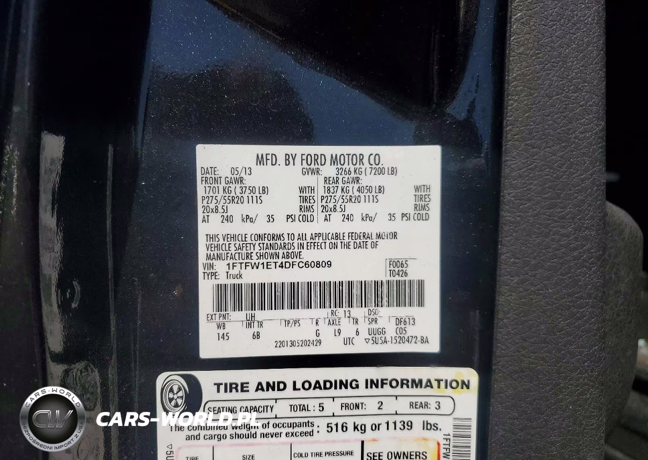 2013 Ford F150 Supercrew VIN:1FTFW1ET4DFC60809 - 12