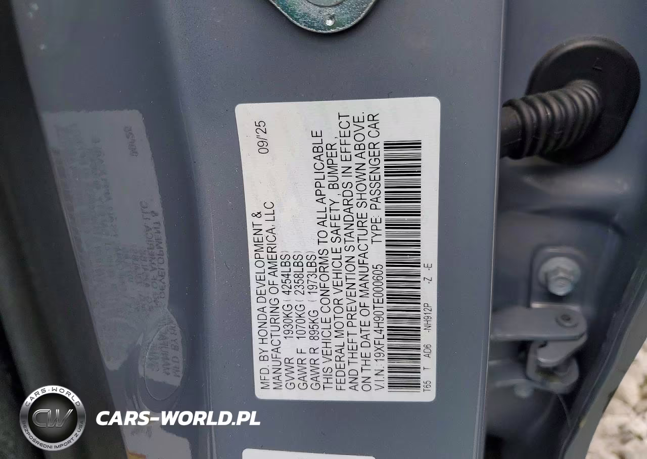 2026 Honda Civic Sport Touring VIN:19XFL4H90TE000605 - 12