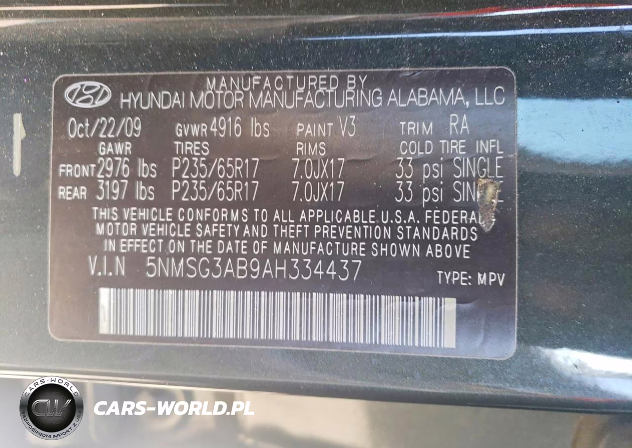 2010 Hyundai Santa Fe Gls VIN:5NMSG3AB9AH334437 - 13