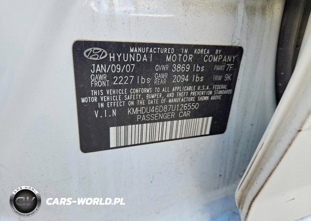 2007 Hyundai Elantra Gls VIN:KMHDU46D87U126550 - 12