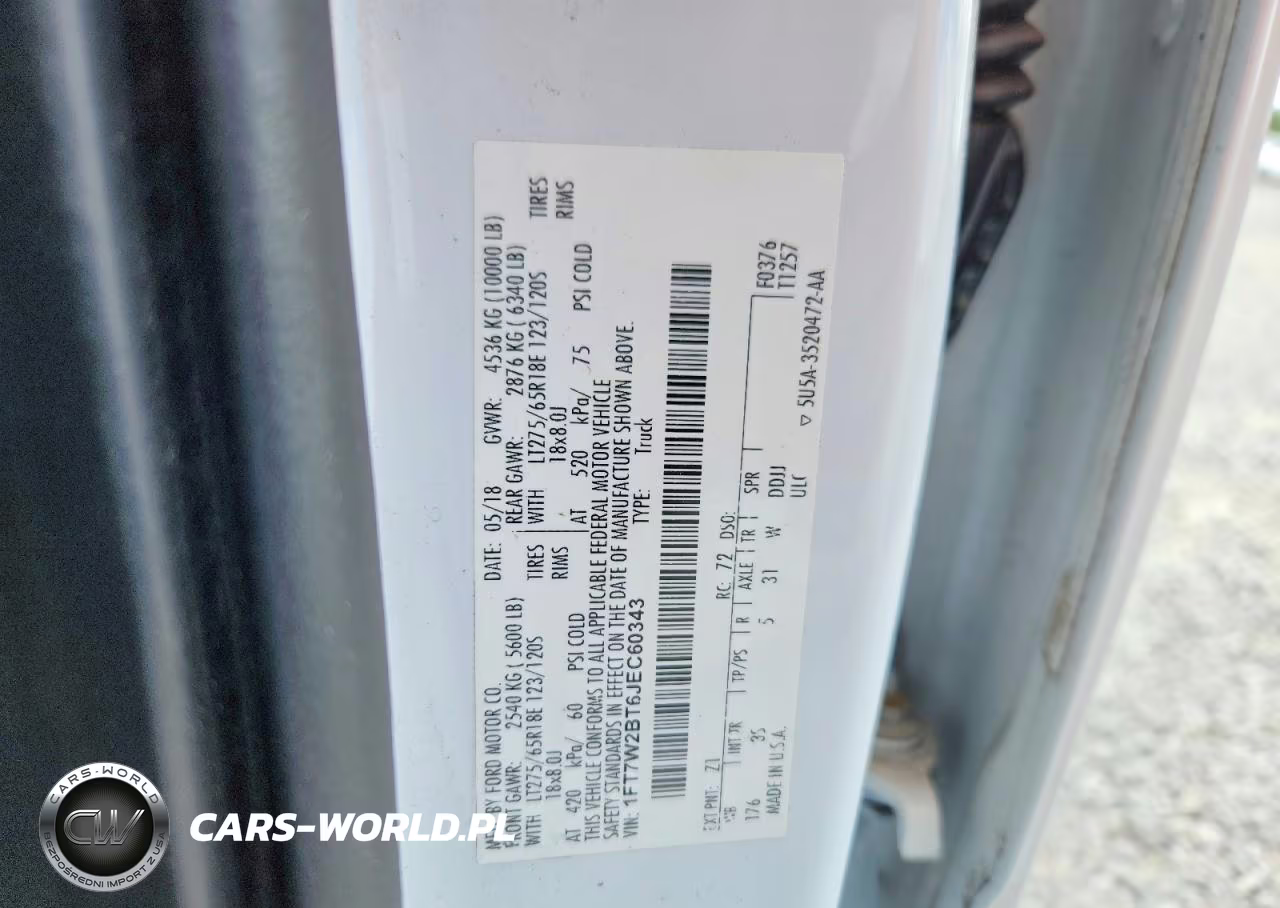 2018 Ford F250 Super Duty VIN:1FT7W2BT6JEC60343 - 13