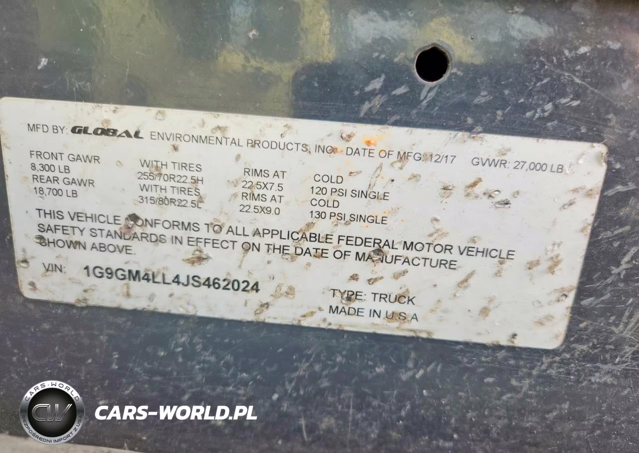 2018 Global Sweeper Truck VIN:1G9GM4LL4JS462024 - 10