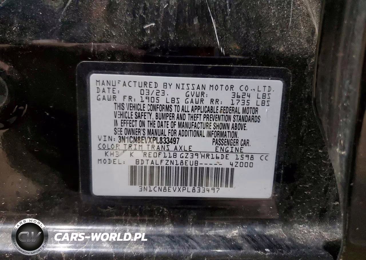 2023 Nissan Versa Sv VIN:3N1CN8EVXPL833497 - 13