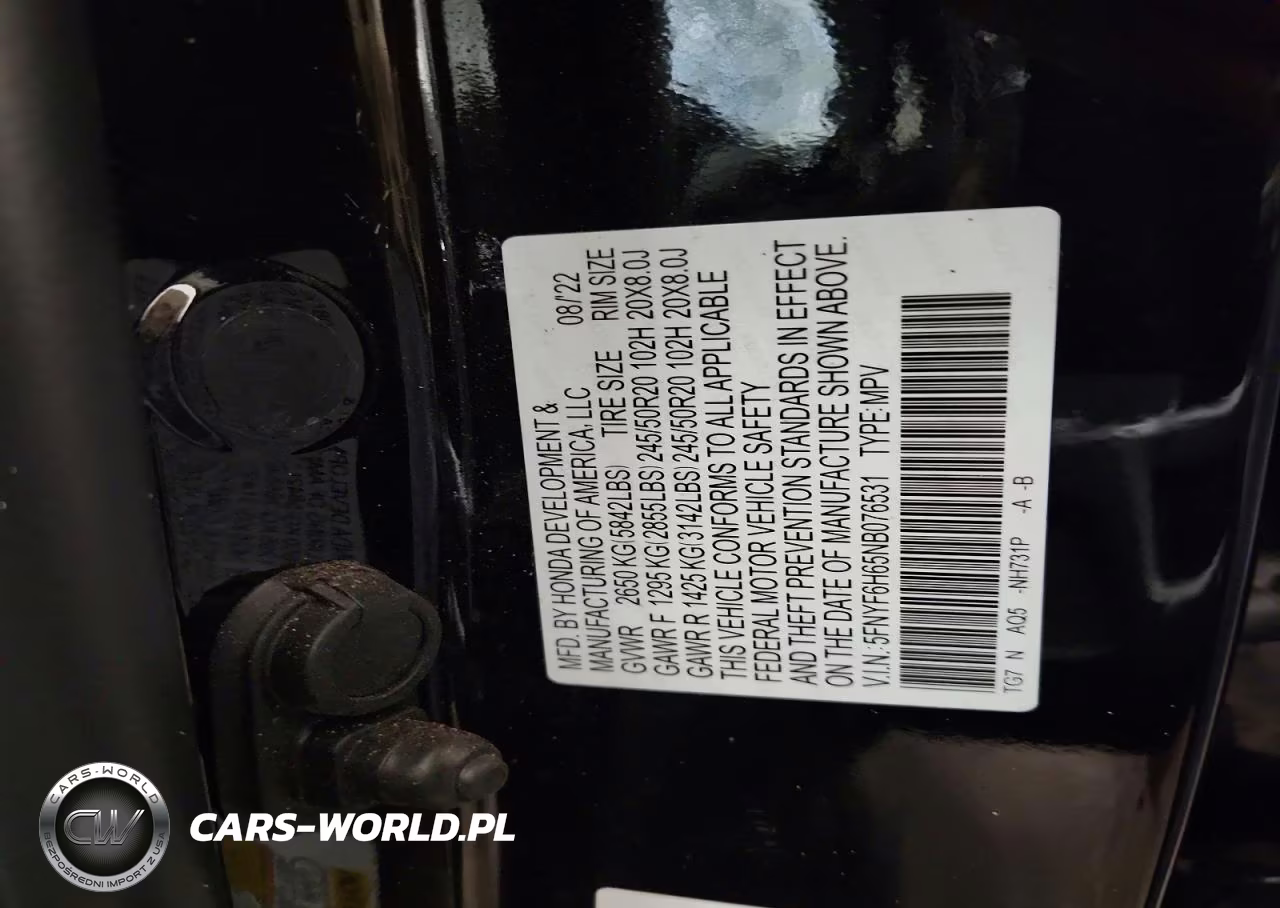 2022 Honda Pilot Touring VIN:5FNYF6H65NB076531 - 14