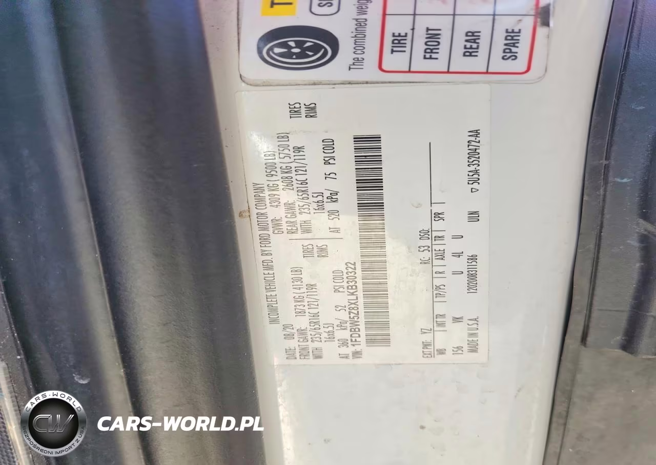 2020 Ford Transit Delivery Truck VIN:1FDBW5Z8XLKB30322 - 13