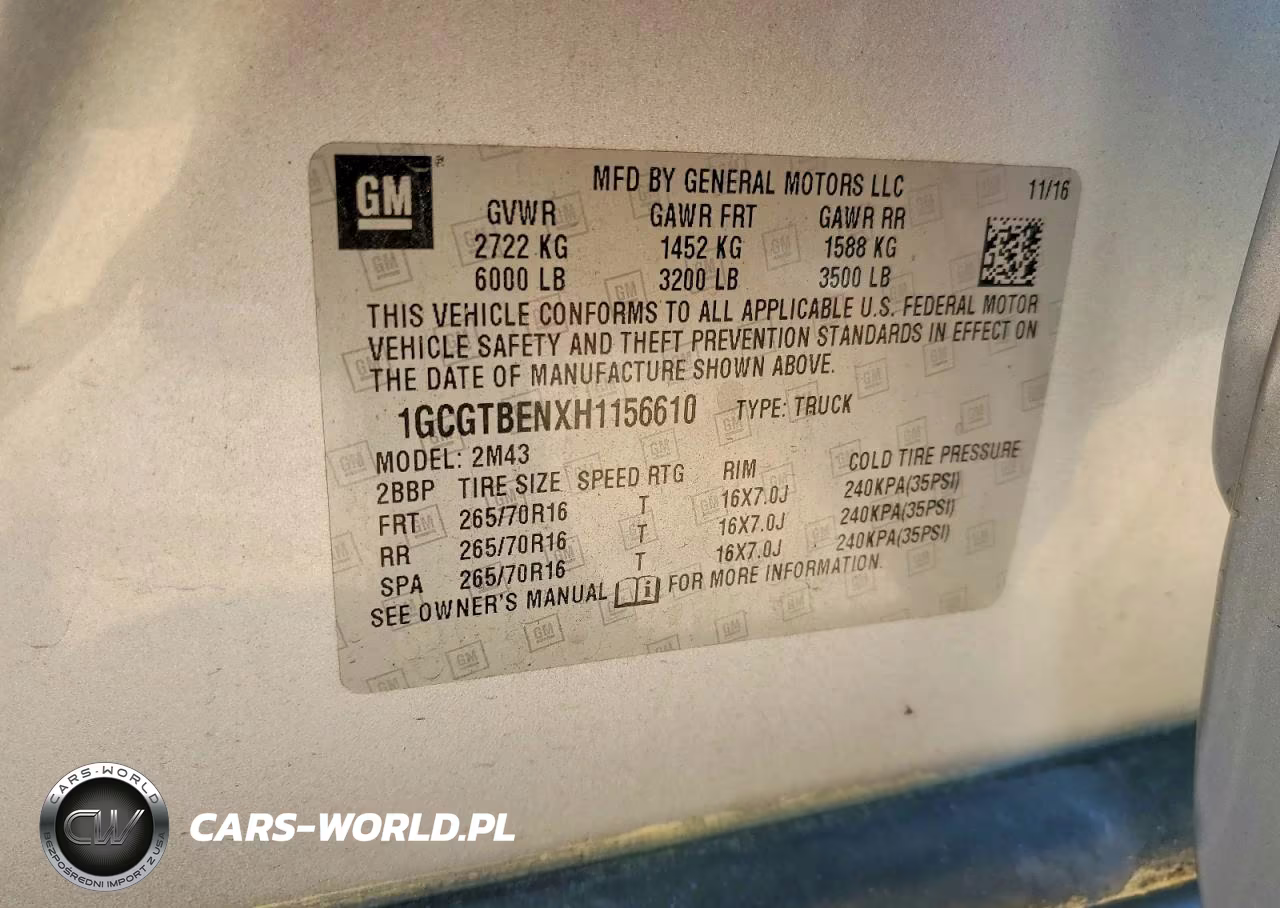 2017 Chevrolet Colorado VIN:1GCGTBENXH1156610 - 13