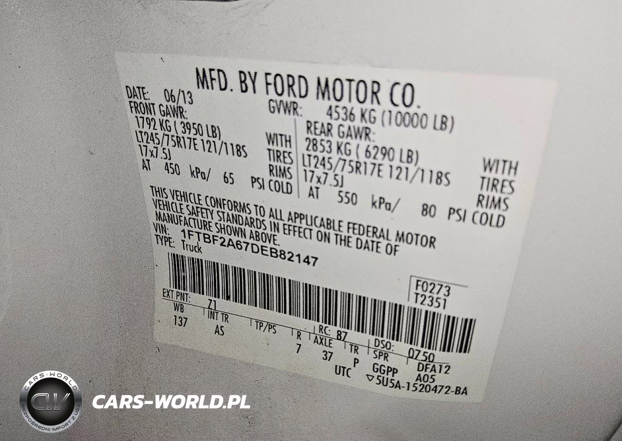 2013 Ford F250 Super Duty VIN:1FTBF2A67DEB82147 - 12
